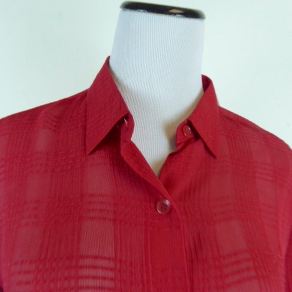 NWT RJ COLLECTION RED sheer tunic SHIRT M - Picture 2 of 6